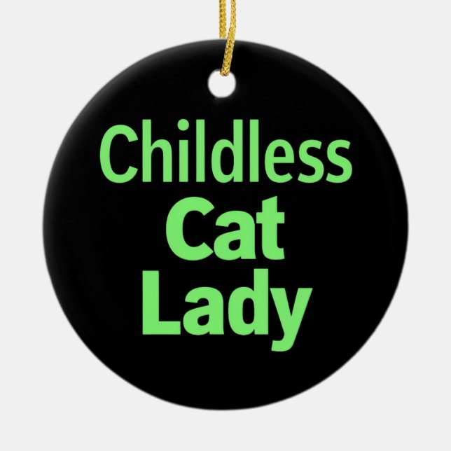 Décoration En Céramique Chat sans enfant, dame drôle Vote 2024 (Devant)