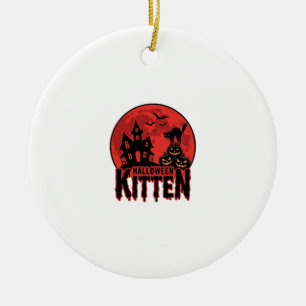 Décoration En Céramique Chaton d'Halloween Maison Hantée Chat Graphique_1