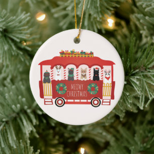 Décoration En Céramique Chats Noël Trolly Meowy Noël