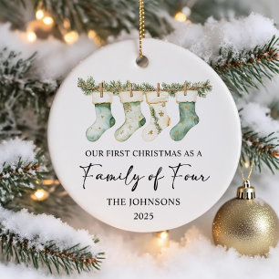 Décoration En Céramique Chaussettes de Noël en famille de quatre