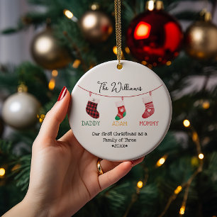 Décoration En Céramique Chaussettes de Noël jolie photo personnalisée