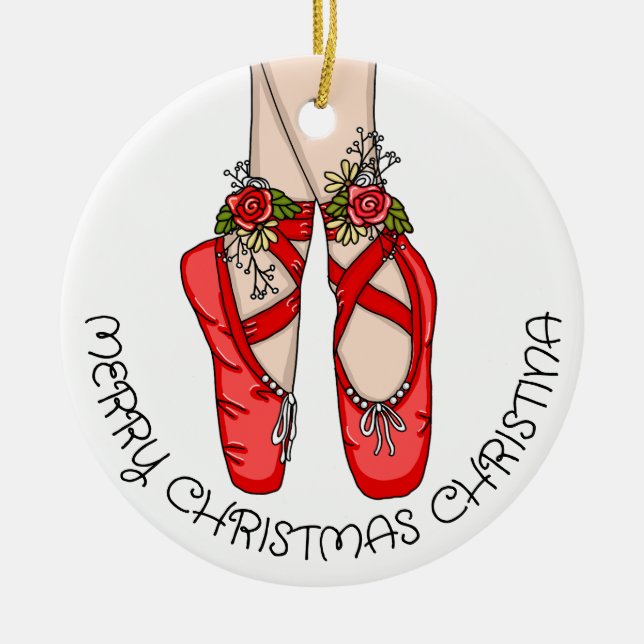 Décoration En Céramique Chaussons de ballet de Noël personnalisés (Devant)