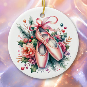 Décoration En Céramique Chaussons de ballet, Fleurs Noël personnalisé
