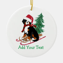 Décoration En Céramique Chaussure de Noël de chien bernois personnalisée