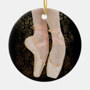 Décoration En Céramique Chaussures d'orteil de ballet - or rose noir