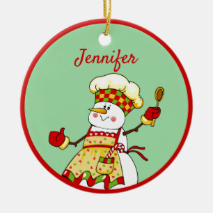Décoration En Céramique Chef personnalisé Snowman Noël