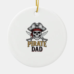 Décoration En Céramique Chemise de gravure vintage crâne épée Papa Pirate_