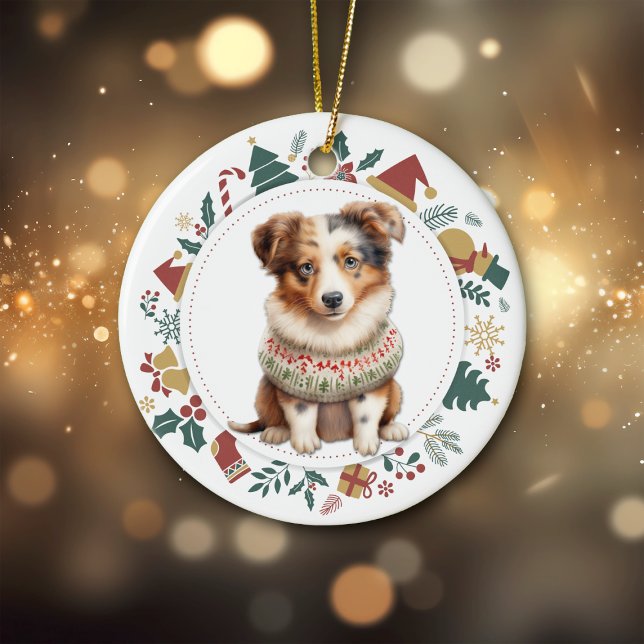 Décoration En Céramique Chemise d'hiver pour chiot berger australien Noël (Créateur téléchargé)