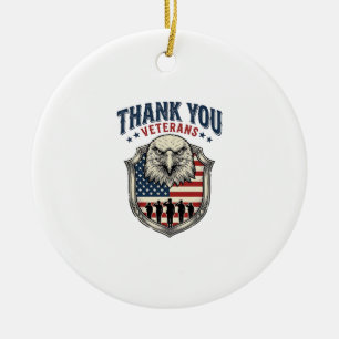 Décoration En Céramique Chemise Thank You Veterans Patriotic Eagle Shield_