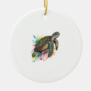 Décoration En Céramique Chemise Vintage Gravure Tortue de Mer Couleur Spla