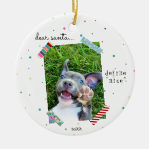 Décoration En Céramique Cher Père Noël, une belle photo de Chien de Noë