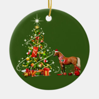 Décoration En Céramique Cheval Avec Scafés Casquettes Noël