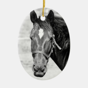 Décoration En Céramique Cheval blanc noir