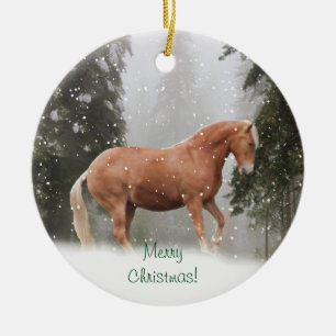 Décoration En Céramique Cheval dans l'ornement de neige