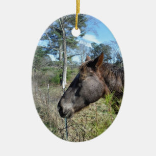 Décoration En Céramique Cheval de couleur Coco et Crème