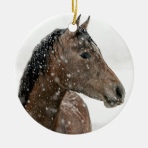 Décoration En Céramique Cheval en hiver