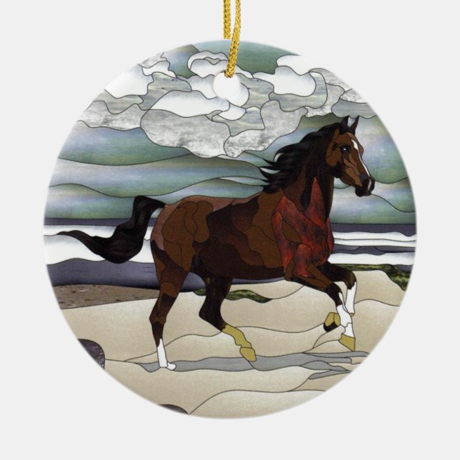 Décoration En Céramique Cheval en verre souillé (Devant)