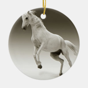 Décoration En Céramique Cheval Equestre Blanc Mare