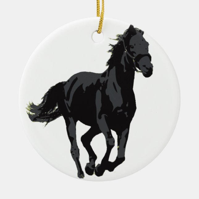 Décoration En Céramique Cheval - étalon noir (Devant)