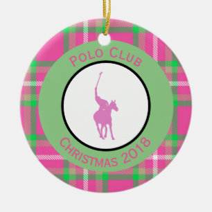 Décoration En Céramique Cheval rose Polo