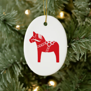 Décoration En Céramique Cheval Suédois Rouge