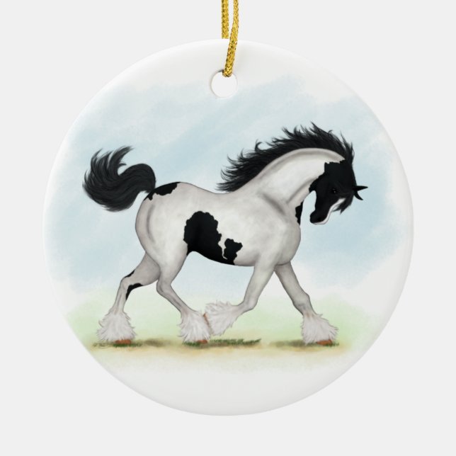 Décoration En Céramique Cheval Tobiano Gypsy Vanner (Devant)