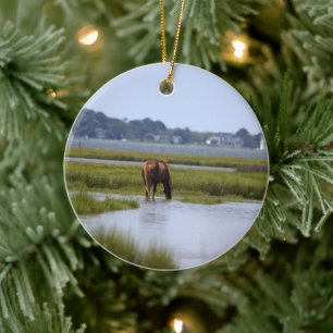 Décoration En Céramique Chevaux sauvages de l'Assateague
