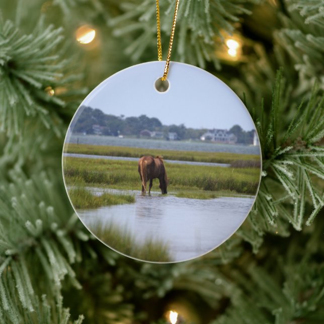 Décoration En Céramique Chevaux sauvages de l'Assateague (Arbre)