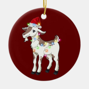 Décoration En Céramique Chèvre avec Casquette Scafe Noël
