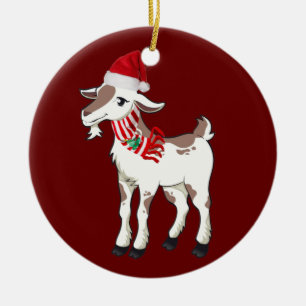 Décoration En Céramique Chèvre avec Casquette Scaft Noël