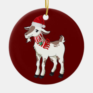 Décoration En Céramique Chèvre avec Casquette Scaft Noël