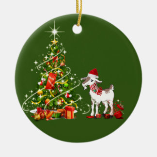 Décoration En Céramique Chèvre avec des cafés Casquettes Noël