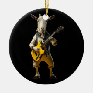 Décoration En Céramique Chèvre Jouer Guitare Chèvre Musicien Guitariste Ma