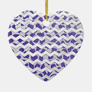 Décoration En Céramique Chevron Dalmatien violet et blanc