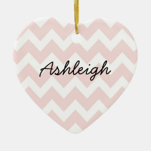 Décoration En Céramique Chevron rose et blanc