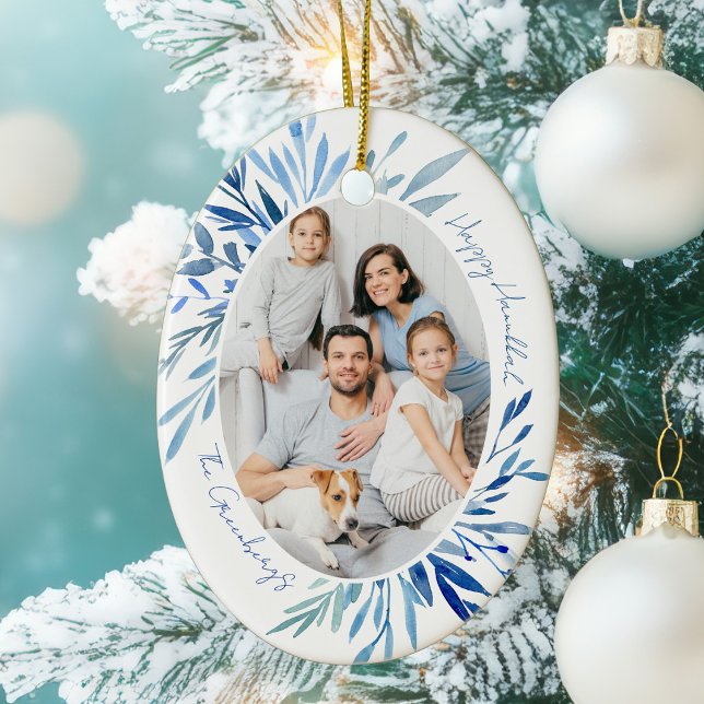 Décoration En Céramique Chic Happy Hanoukka Family Photo Blue (Créateur téléchargé)