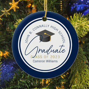Décoration En Céramique Chic Navy Blue Modern 2025 Graduation Christmas