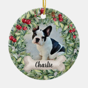 Décoration En Céramique Chien 2 Côté 2 Photo Rouge Berry Nom de la couronn