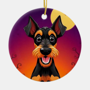 Décoration En Céramique Chien adorable dans une scène d'Halloween