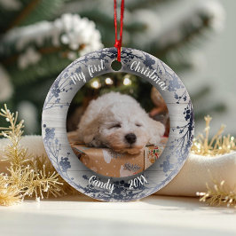 Décoration En Céramique Chien animal de compagnie première photo de Noël c