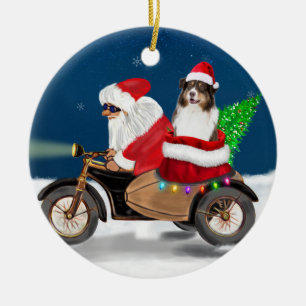 Décoration En Céramique Chien australien Noël Père Noël