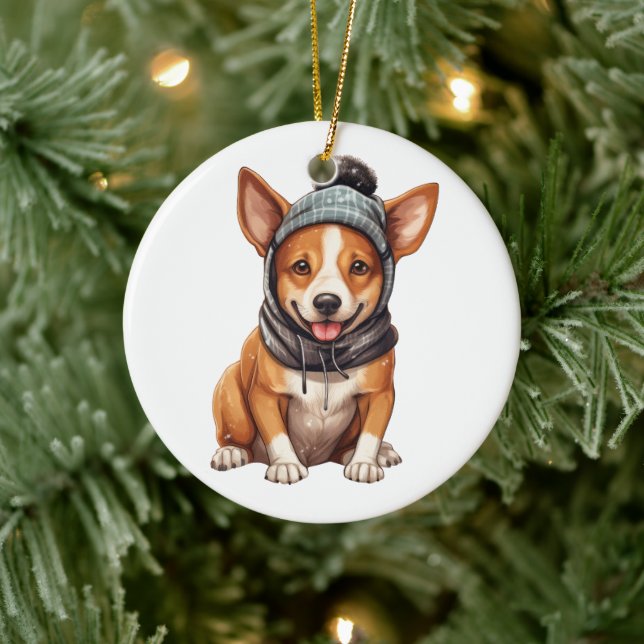 Décoration En Céramique Chien Basenji personnalisé (Arbre)