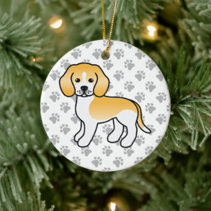 Décoration En Céramique Chien Beagle couleur citron et blanc avec texte pe