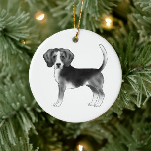 Décoration En Céramique Chien Beagle en noir et blanc avec texte personnal