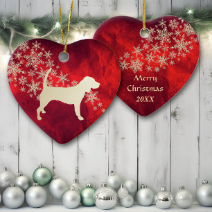 Décoration En Céramique Chien Beagle Red Gold Snowflake