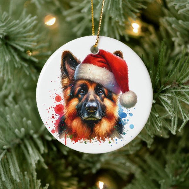 Décoration En Céramique Chien berger allemand à Noël (Arbre)