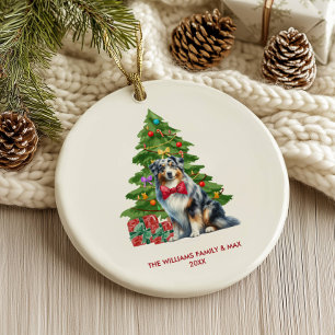 Décoration En Céramique Chien berger australien Noël personnalisé