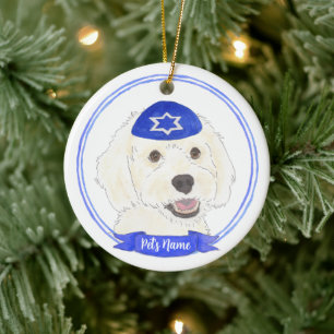 Décoration En Céramique Chien blanc personnalisé Hanoukka