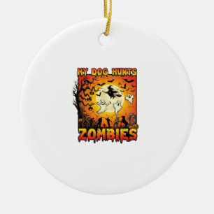 Décoration En Céramique Chien Chasse Les Zombies Halloween Fantômes Sorciè