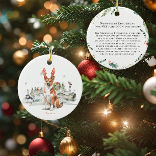 Décoration En Céramique Chien d'aquarelle norvégien   Monogramme